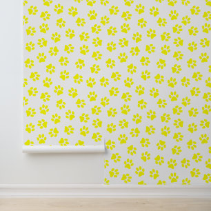 Papel Pintado Patrón De Patas, Patas De Perro, Patas Amarillas