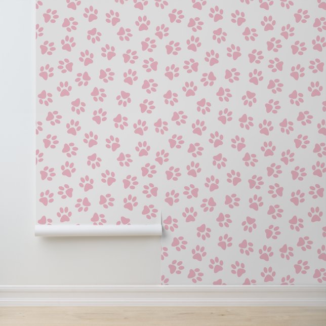 Papel Pintado Patrón De Patas, Patas De Perro, Patas De Bebé Ros (Solicitud)