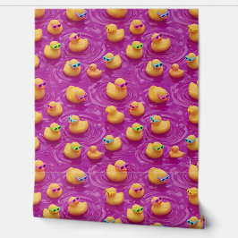 Papel Pintado Patrón de patito de goma rosa brillante, ki capric