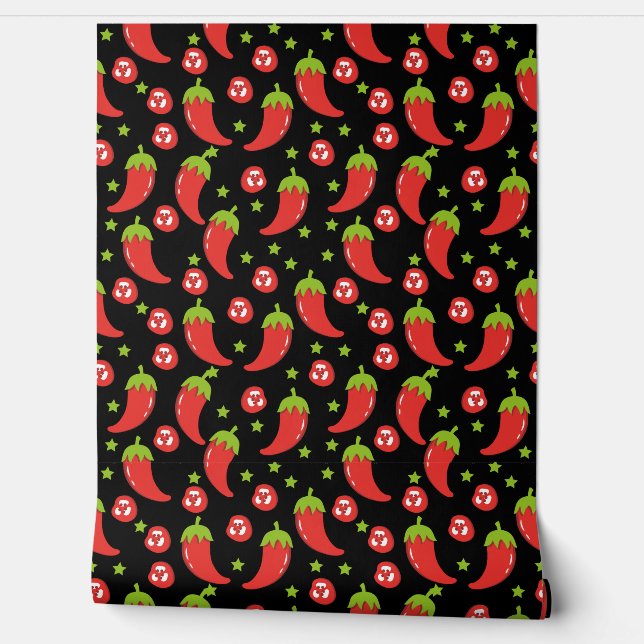 Papel Pintado Patrón de Peppers para Chili Rojo (Desenrollar)