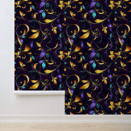 Papel Pintado Patrón de pergamino floral lujoso