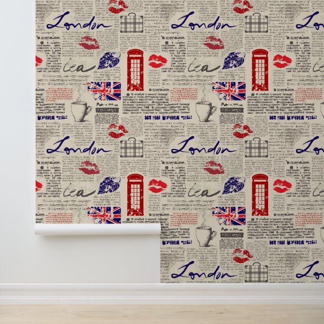 Papel Pintado Patrón de periódicos de Londres (Solicitud)