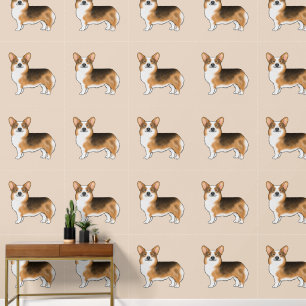 Papel Pintado Patrón de perro Corgi galés de Pembroke tricolor d