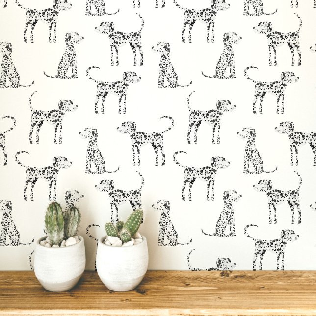Papel Pintado Patrón de perro dálmata (Fun Dalmatian dog peel and stick art wallpaper for animal and pet lovers)