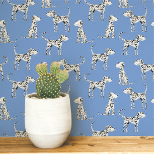 Papel Pintado Patrón de perro dálmata azul