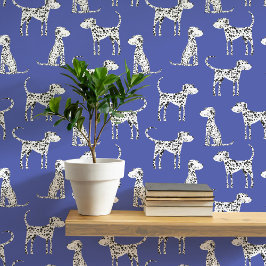 Papel Pintado Patrón de perro dálmata azul