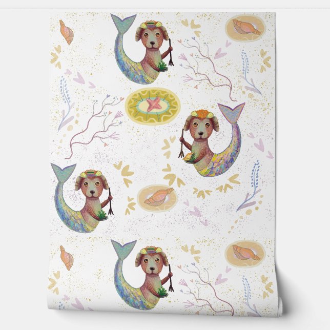 Papel Pintado patrón de perro de sirena (Desenrollar)