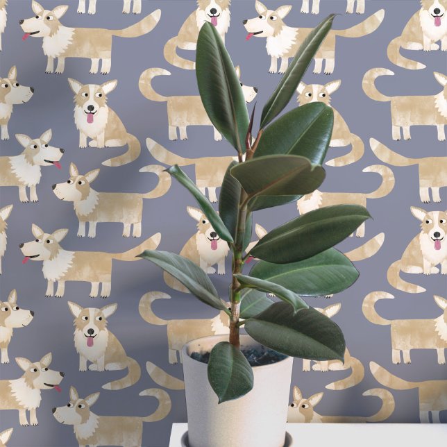 Papel Pintado Patrón de perro Pembroke Welsh Corgi (Fun corgi dog peel and stick wallpaper)