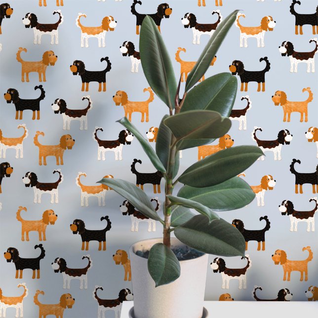 Papel Pintado Patrón de perro spaniel (Cute Cavalier King Charles Spaniel dog peel and stick wallpaper)