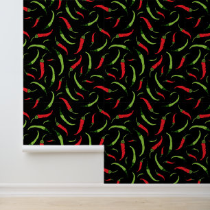 Papel Pintado Patrón de pimientos infantiles rojos y verdes en n
