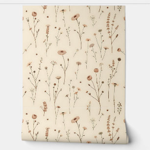 Papel Pintado Patrón de planta de pradera y flor silvestre sin c