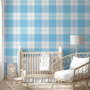 Papel Pintado Patrón de plaqueta azul y blanca