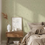 Papel Pintado Patrón de pluma floral Art Deco Verde sabio suave<br><div class="desc">Transforme su espacio con este elegante papel de pared Art Deco Peel & Stick, con un sofisticado patrón de plumas florales en una suave sombra verde salada. Este diseño refleja la esencia de la época Art Déco, combinando el encanto vintage con la elegancia moderna. El relajante color verde sabio añade...</div>