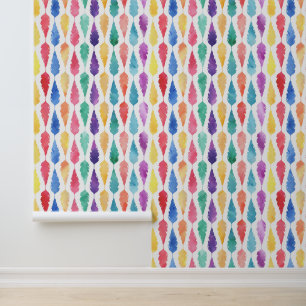 Papel Pintado Patrón de plumas de arco iris acuático