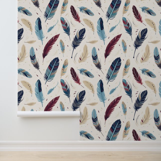 Papel Pintado Patrón de plumas de origen americano azteca (Solicitud)