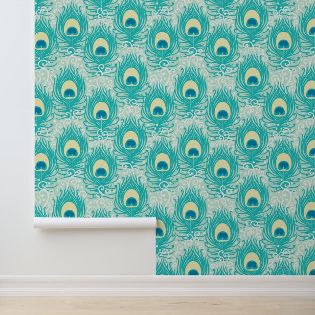 Papel Pintado Patrón de plumas de pavo real (Solicitud)