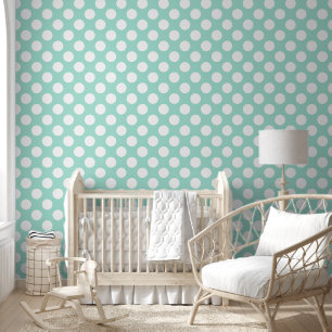 Papel Pintado Patrón de polkadots blancos y verdes de la Casa de
