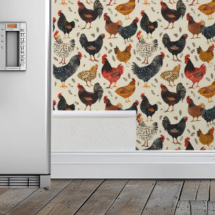 Papel Pintado Patrón de Pollo Cocina