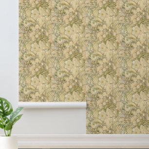 Papel Pintado Patrón de polos florales de Art Nouveau Mucha