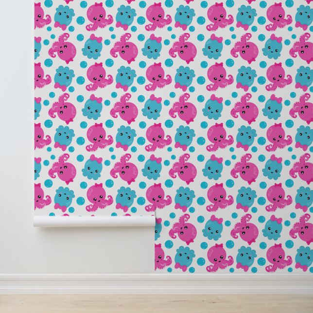 Papel Pintado Patrón de pulpo, pulpo tórrido, animales marinos (Solicitud)