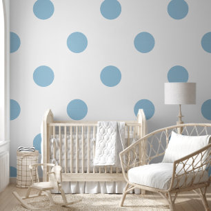 Papel Pintado Patrón de punto de polka gigante Color pastel azul