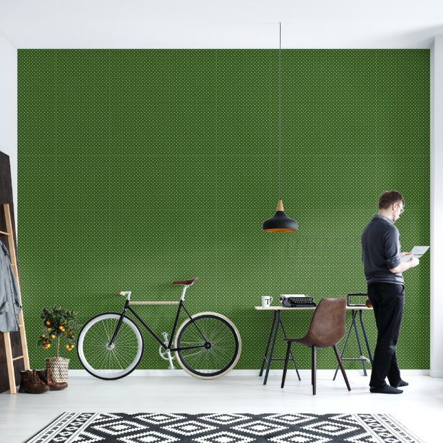 Papel Pintado Patrón De Punto Verde Y Blanco (Sala de estar)