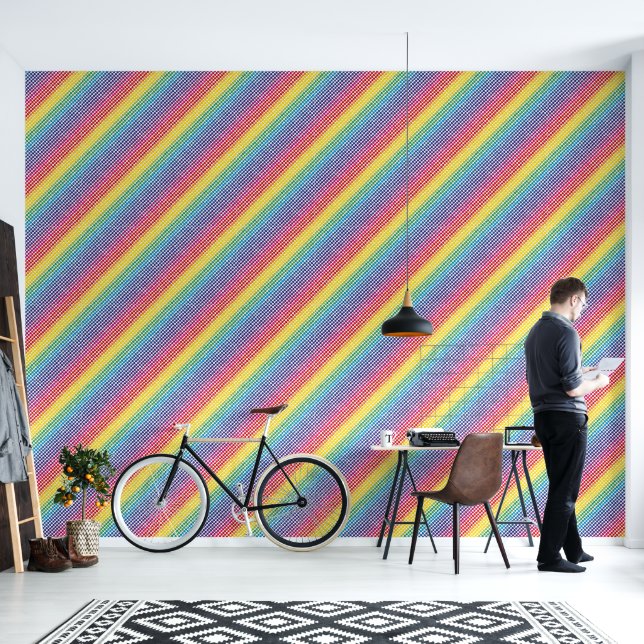 Papel Pintado Patrón de puntos arco iris (Sala de estar)