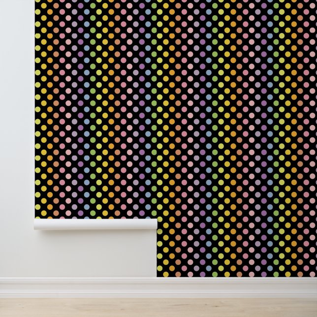 Papel Pintado Patrón de puntos de polka arco iris (Solicitud)
