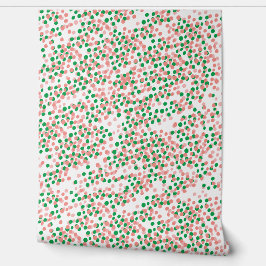 Papel Pintado Patrón de puntos polka verde y rosa