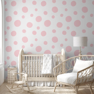 Papel Pintado Patrón de puntos rosados y blancos de juego