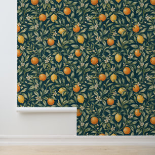 Papel Pintado Patrón de rama de cítricos naranja y amarillo