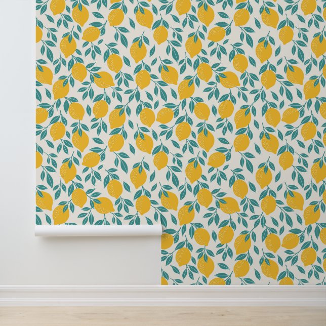 Papel Pintado Patrón de ramas de limón dulce (Solicitud)