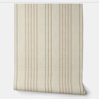Papel Pintado Patrón de raya de garrapata beige neutro clásico