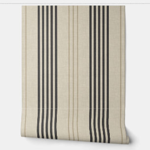 Papel Pintado Patrón de raya de garrapata de carbón clásico