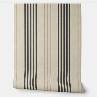 Papel Pintado Patrón de raya de garrapata de carbón clásico