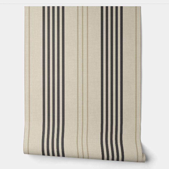 Papel Pintado Patrón de raya de garrapata de carbón clásico (Desenrollar)