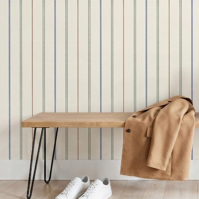 Papel Pintado Patrón de raya vertical delgada boho neutro terros (Subido por el creador)
