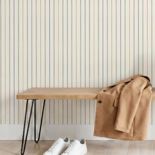 Papel Pintado Patrón de raya vertical delgada boho neutro terros (Subido por el creador)