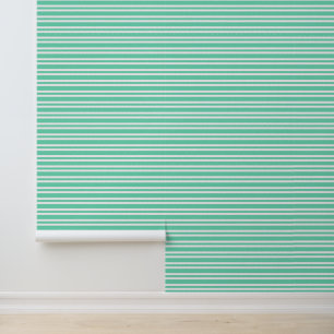Papel Pintado Patrón de rayas blancas aguamarina