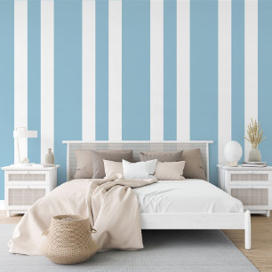 Papel Pintado Patrón de rayas blancas azules de los pasteles Aqu