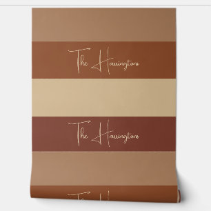 Papel Pintado Patrón de rayas de chocolate con nombre personaliz