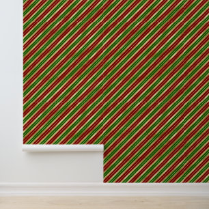 Papel Pintado Patrón de rayas de Navidades de baldosas festivas