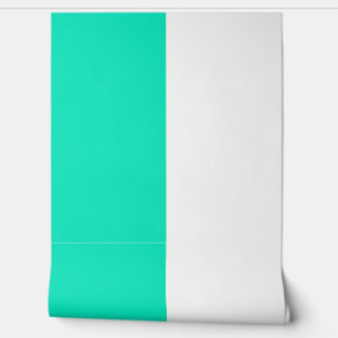 Papel Pintado Patrón de rayas grandes verticales turquesas blanc