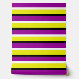 Papel Pintado Patrón de rayas moradas amarillas