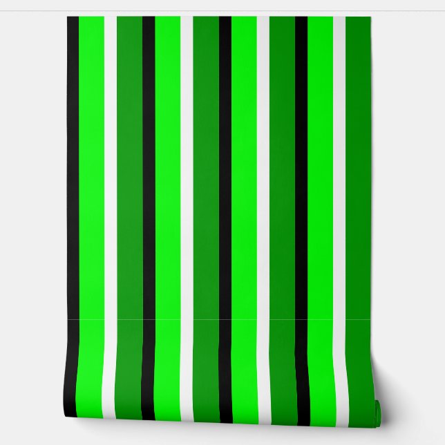 Papel Pintado Patrón de rayas verdes oscuras y claras (Desenrollar)