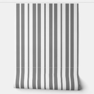 Papel Pintado Patrón de rayas verticales blancas de color gris