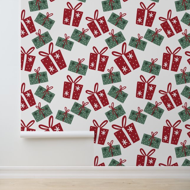 Papel Pintado Patrón de regalos de vacaciones para Navidades fes (Solicitud)
