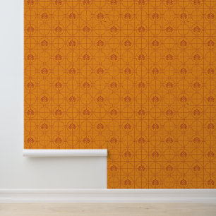 Papel Pintado Patrón de rejilla Golden Lotus - El Lotus blanco