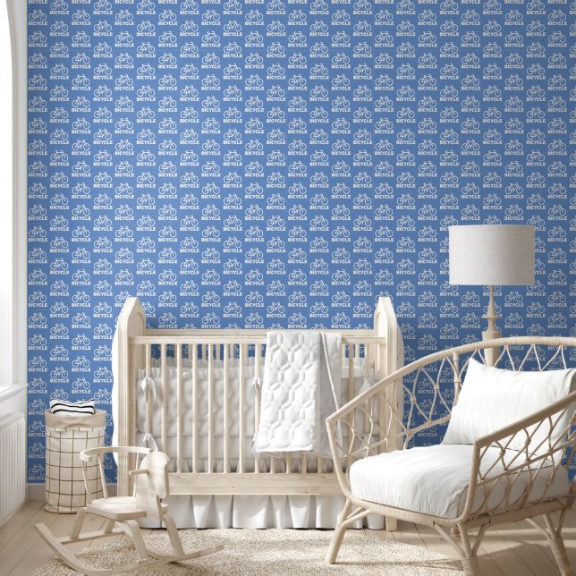 Papel Pintado Patrón de repetición de ciclo azul (Niños)