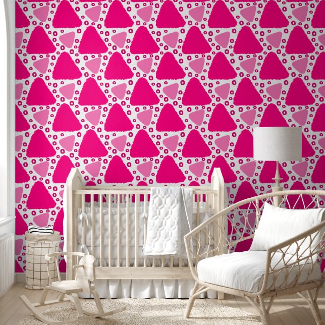 Papel Pintado Patrón de repetición de triángulo rosado (Niños)